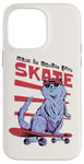 Coque pour iPhone 14 Pro Max Just Skate Fun Planche de skateboard rétro Motif chat Rouge