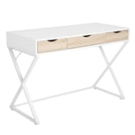 Woltu - Table de bureau en mdf et Acier Bureau d'ordinateur avec 3 tiroirs - Table de travail - 110x50x75 cm - Blanc