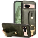 Google Pixel 8a Mobiltelefonfodral Anti-repor PU Läder+PC+TPU Armbandsfodral - Grön