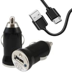 KP TECHNOLOGY Nokia 2.4 Car Charger - Micro USB Data Cable + Cigarette Lighter Adapter For Nokia 2.4 (Micro USB) [BLACK]