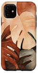 Coque pour iPhone 11 Brown Monstera Abstrait Forme Peinture Plante Feuille