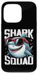 Coque pour iPhone 13 Pro Shark Squad Lunettes de soleil rouges pour garçons et filles