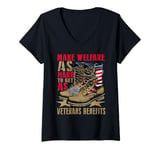 Womens Make Welfare Hard To Get As Veteran Benefits Military Boots V-Neck T-Shirt