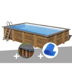 Piscine bois Sunbay Evora 6x4m - GRE - Rectangulaire - Filtre à sable - 23,5m³