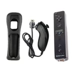 Kit Entier Noir Manette De Jeu 2 Fr 1 Pour Nintendo Wii Nunchuk Avec Capteur De Mouvement Intégré, Contrôleur À Distance Sans Fil