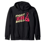 Fight Against Breast Cancer Boxing Glove Fight Like A Boss Zip Hoodie