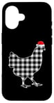 Coque pour iPhone 16 Chemise de Noël poulet noir et blanc Buffalo Plaid Pyjama