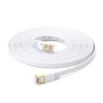 Cat 7 Ethernet-kaapeli 32AWG happiton kupari 10Gbps nopea 600Mhz kaistanleveys tasainen Internet-verkko LAN-liitäntäjohto, valkoinen 10m