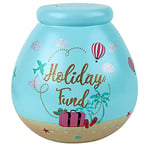 Pot of Dreams Smash Ceramic Money Box Savings Bank-Holiday Fund, blue, 15 x 14cm