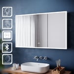 Large LED Bathroom Mirror Cabinet with Shaver Socket Bluetooth Speaker Storage