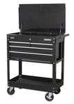 Sealey Heavy-Duty Mobile Tool & Parts Trolley with 4 Drawers & Lockable Top - Bl