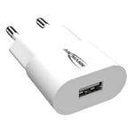 ANSMANN Chargeur de téléphone HC105 (1 PCE) – Chargeur Rapide pour Smartphone, Tablette, powerbank, GPS, etc. – Chargeur iPhone, Samsung, Huawei, etc. à 1 Port USB-A 1.0A – Blanc