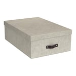 Bigso Box of Sweden Set of 3 Storage Boxes with Lids - Linen Look Organiser Box for Clothes, Office Equipment and More - Wardrobe Storage Boxes with Handles for Bedding or Seasonal Clothing - Beige