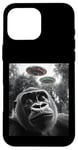 Coque pour iPhone 16 Pro Max Gorilla Selfie avec Alien OVNI pour hommes, femmes, garçons, filles, enfants