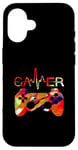 Coque pour iPhone 16 Gamer Heartbeat Jeu vidéo Garçon Homme Gamer