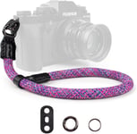 Dragonne Appareil Photo,Dragonne de Poignet pour Appareil Photo Sangle Poignet Appareil Photo pour Sony A6000 A6400 A6700 A7IV Canon eos Nikon Fujifilm-Violet Camouflage