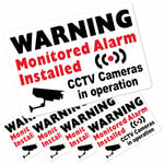 5 x Stickers Monitored Alarm System Installed and CCTV Camera Signs Security Ext