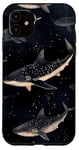 Coque pour iPhone 11 Aquarelle noire motif requin baleine