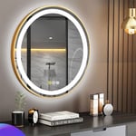 24" Gold Aluminum Framed LED Bathroom Mirror Brightness Adjustable Salon Makeup