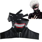 Tokyo Ghoul Kaneki Ken Mask Punk Mask Halloween Masquerade Cosplay rekvisita Gothic Justerbar Dragkedja Mask med avtagbar ögonlapp