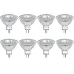 Förpackning med 8 halogenlampor Gu5.3 Mr16 35w 12v Dimbar - varmvit 2800k, 400 lumen, täcker Jz [DB]