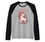 Cute Girl's Magical Unicorn Power Raglan Baseball Tee