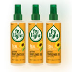 3 x 190ml Fry Light 1Cal Natural Golden Sunflower Oil Cooking Spray Grill