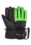 Reusch Teddy Gore-Tex Gants de Ski Chauds résistants au Vent et à l'eau, Gants de Sport, Gants de Neige pour Luge, Gants d'hiver, 6, Noir/Vert Fluo