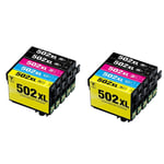 Epson 502 XL Dubbelt Set Plus BK (4xBK/2xC/2xM/2xY). Kompatibla (ej Epson original) bläckpatroner. T502XL. Fri frakt.