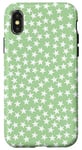 Coque pour iPhone X/XS Blanc et vert menthe, étoiles