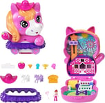 Polly Pocket Dolls and Playset, Pony Rodeo Compact, Travel Toy with 1 Micro Doll, Pet Horses, Food & Fashion Styling Accessories, JCR39