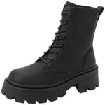 ONLY Femme Onlbanyu-3 Bottes à Lacets Monochrome PU Bottines, Noir, 38 EU