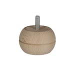 Pied De Meuble Boule Fixe Hêtre Brut Blanc/Beige, 4 Cm