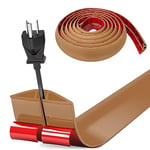 Bocguy Cache Cable Sol, Petit Canal de câble Flexible,3.0M x 3cm Goulotte Passe Cable Sol Silicone, Cache Fil Électrique Sol Auto-Adhésif Facile à Couper Montage pour Tous Les Câbles (Marron-Arrondi)