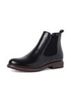 Tamaris Women Chelsea Boots, Ladies Ankle Boots,Low Boots,Half Boots,Bootie,Slip Boot,Flat,Black Leather,37 EU