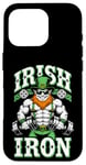 Coque pour iPhone 16 Pro Irlandais Iron Funny St Patrick Day Leprechaun Gym Fitness