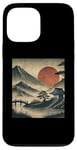 Coque pour iPhone 13 Pro Max Village japonais vintage jardin vue montagne paysage soleil