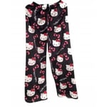 Cartoon HelloKitty Flanell Pyjamas Plysch och Tjocka Isolering Pyjamas för Kvinnor - Svart - Rosa Black - Pink Black - Pink M