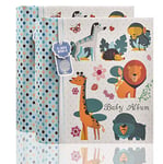 ARPAN 2 x 6x4 Slip in Case Memo Album for 200 Photos for Christenings, Baby Shower Present for Family (Blue Woodland Animals), BA-1607-X2