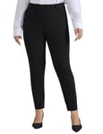 Hanna Nikole Pantalon pour femme grande taille, décontracté, stretch, taille haute, pantalon d'affaires, Noir , 50