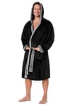 CityComfort Robe de Chambre Homme, Peignoir Homme en Polaire (Noir/Gris, M)