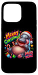 Coque pour iPhone 15 Pro Max Adorable bébé hippopotame Moo Deng Merry Christmas Cheer