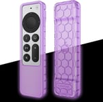 Coque Pour Télécommande Apple Tv 4K/Hd Siri Remote 2022 2021(3Ème Et 2Ème Génération)\U2013 Etui En Silicone Légère Antidérapante Résistante Aux Chocs,Lavande Fluorescent