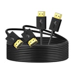 Flexible Cable Hdmi Vers Hdmi 5M Lot De 2,Fin Et Souple Cable Hdmi Supporte 3D 4K@60Hz/2160P/1080P(2 Pieces