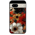 Coque noire pour Pixel 8A fleur blanche et noire