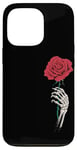 Coque pour iPhone 13 Pro Main squelette rose rouge fleur esthétique fleur rouge Saint-Valentin