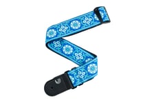 D'Addario Woven Guitar Strap, Peace Love, Blue and White