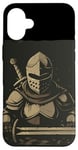 Coque pour iPhone 16 Plus Templier sombre amusant pour les amateurs de chevaliers et les fans médiévaux