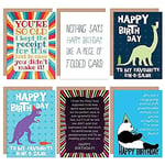 Wee Blue Coo Funny Happy Birthday Friends BFF Wine Gin O Saur All Occasions Various Assorted Blank Greeting Cards With Envelopes Pack of 6 Marrant Heureux Du vin