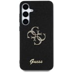 Guess Fast glitterbagside til Samsung Galaxy S25 med metallisk 4G-logo - Svart